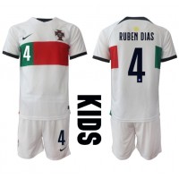 Portugal Ruben Dias #4 Fußballbekleidung Auswärtstrikot Kinder WM 2022 Kurzarm (+ kurze hosen)